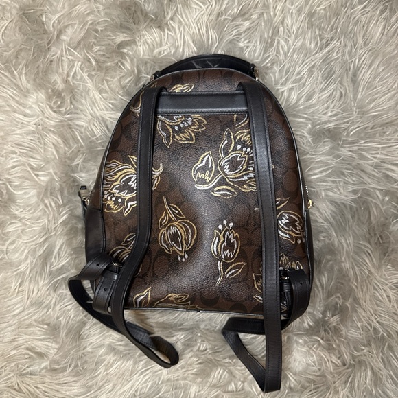 Coach Dark Brown Backpack with Floral Design - Picture 3 of 5